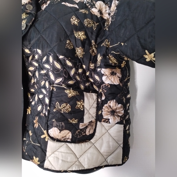Silk Reversible Flower Print Patchwork Jacket Women's Size Medium - Picture 5 of 13